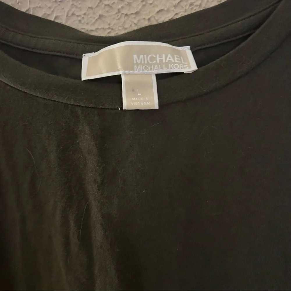 Michael Kors Olive Green Side Ruched Body Con Dress Size L Date Night Elegant